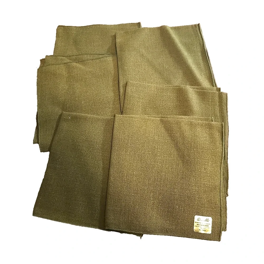 NWT Lot of 6 Vintage Bucilla Green‎ Perma Press Linens Home Decor Table Napkins